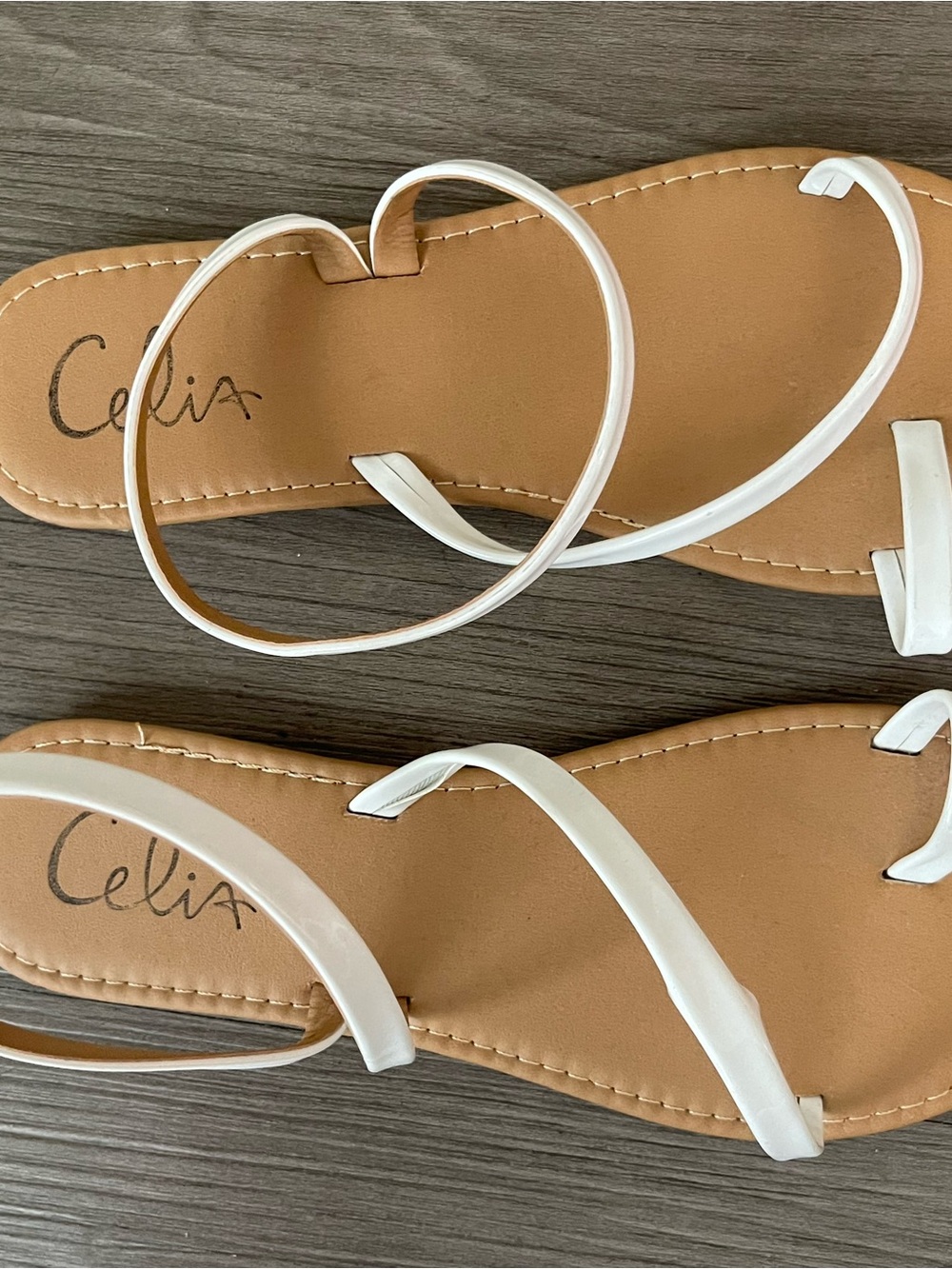 Celia White Strappy Flat Sandals for Women
